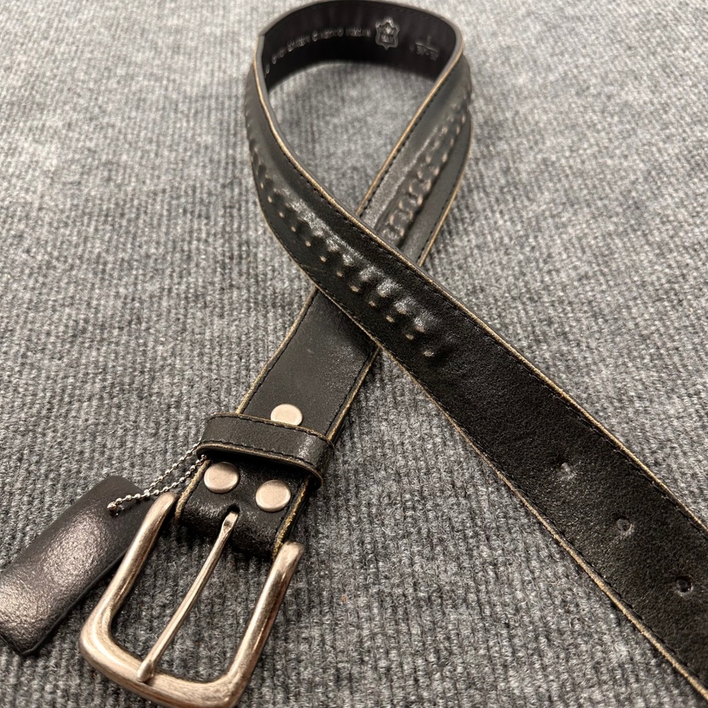 Classico Italia Leather Belt Mens S Embossed Distressed Black Vintage Casual